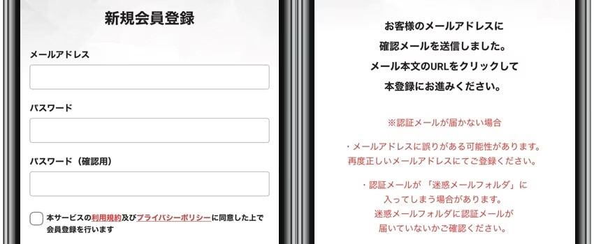 エクストレカ メールアドレスの入力