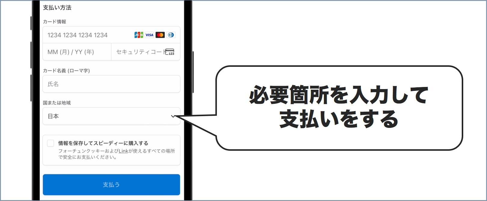必要箇所を入力して支払い